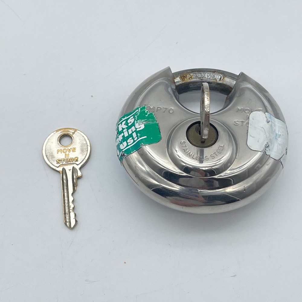 Move N Store MP70 Stainless Steel Disc Padlock with 2 Keys Round Storage Lock